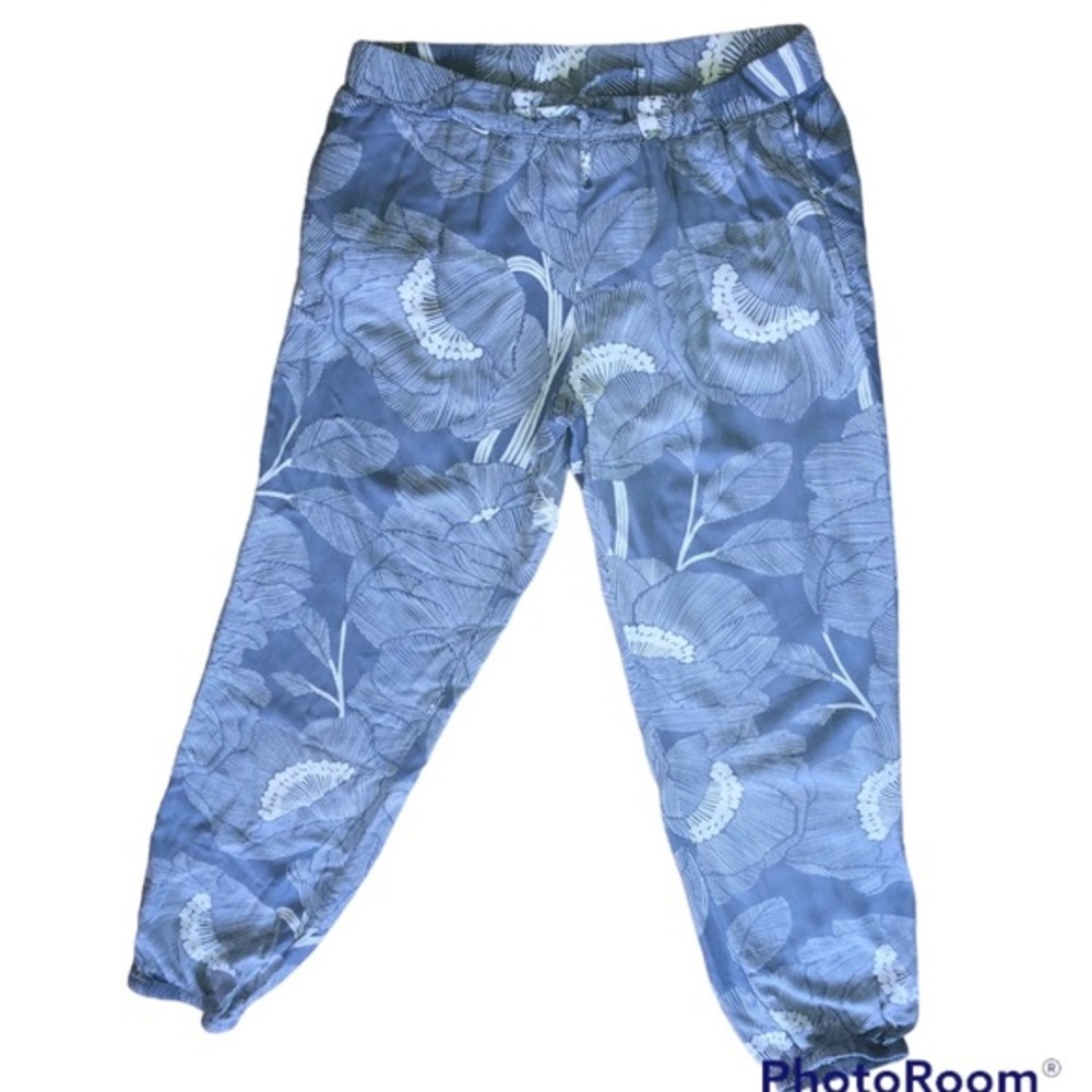 Old Navy Girls Pants Size XXL Blue Periwinkle Pull On Floral Woven Viscose